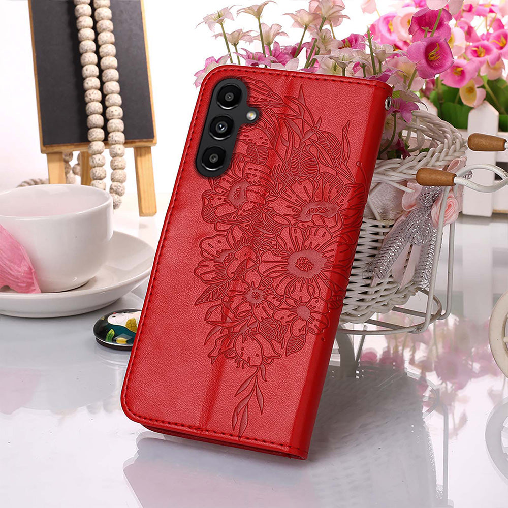 YB Imprinting Series-4 For Samsung Galaxy A24 4G Stylish Imprinted PU Leather Wallet Cover Folding Stand Phone Case with Hand Strap YB Imprinting Series-4 For Samsung Galaxy A24 4G Stylish Imprinted PU Leather Wallet Cover Folding Stand Phone Case with Hand Strap